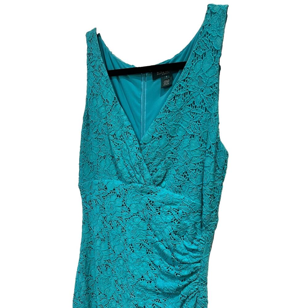 Lauren Ralph Lauren Sheath Dress Size 6 Sleeveless Lace Over Dress Turquoise - Picture 3 of 15
